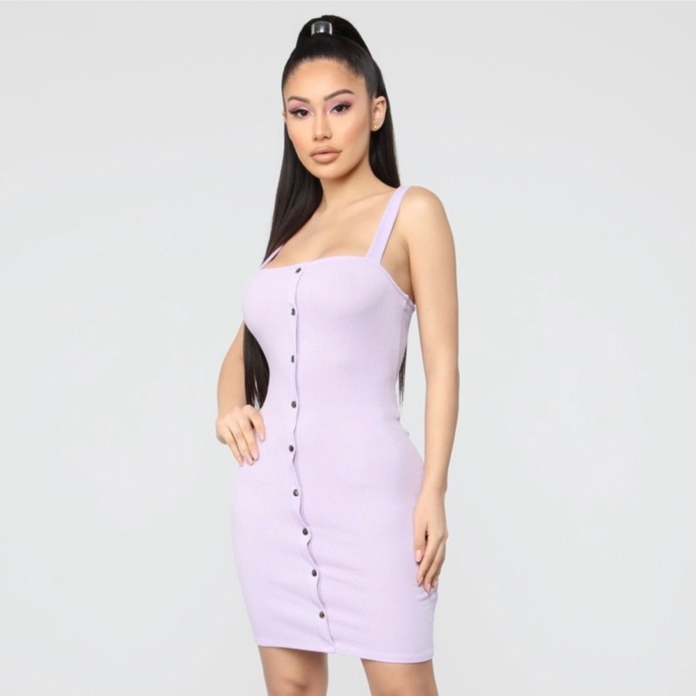 Lilac Ribbed Dress - M - Picture 2 of 12